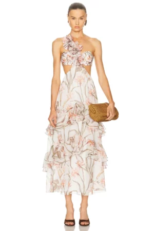 PATBO Botanic Retro Flower Applique Beach Dress