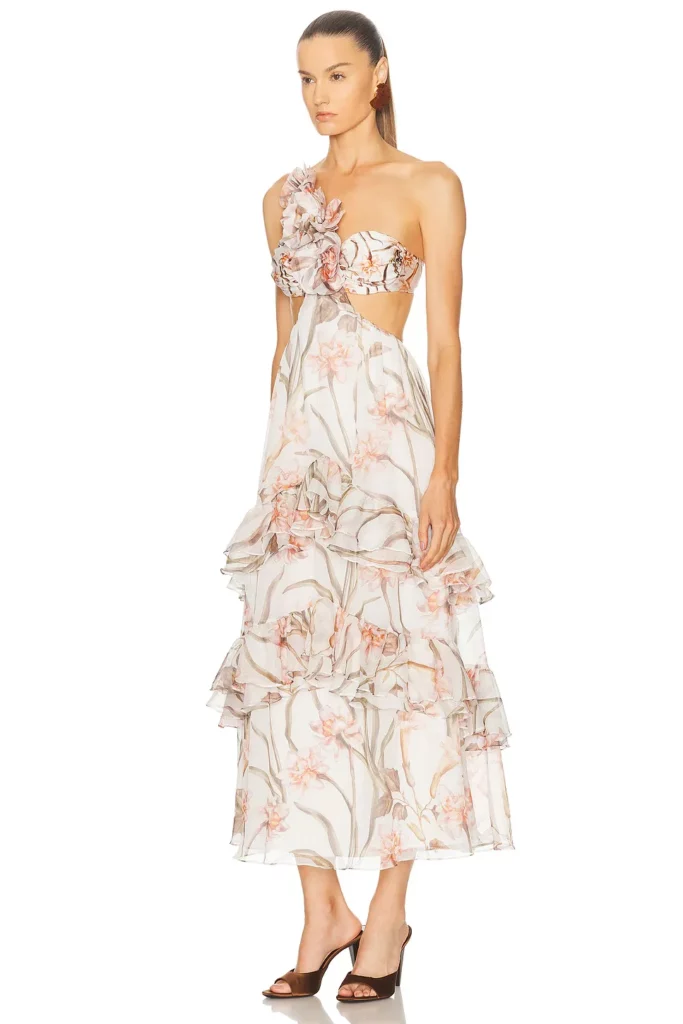 Botanic Retro Flower Applique Beach Dress Full Size Image 2