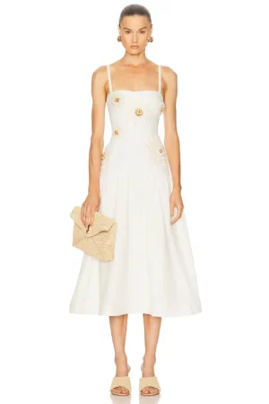 PATBO Tropic Linen Midi Dress