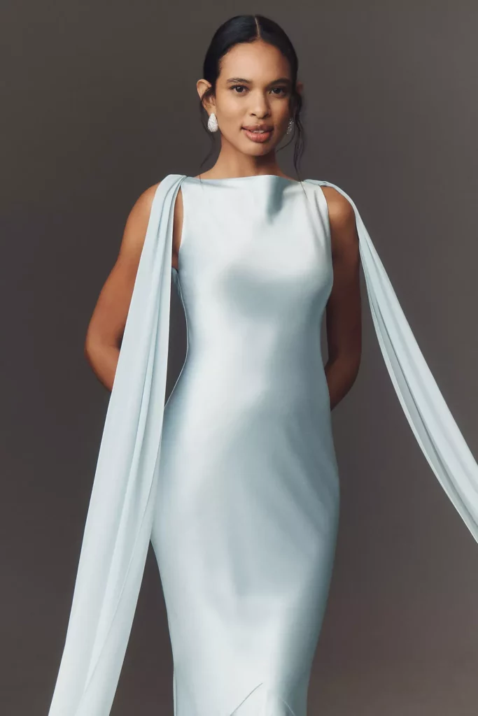 Julia Boat-Neck Open-Back Satin Maxi Dress Full Size Image 4