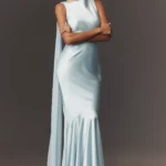 Julia Boat-Neck Open-Back Satin Maxi Dress Thumbnail 1