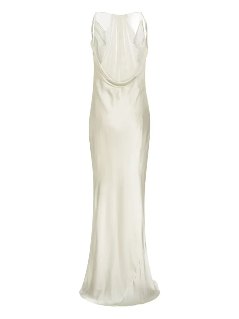 Cowl-neck Lace-back Gown Full Size Image 3