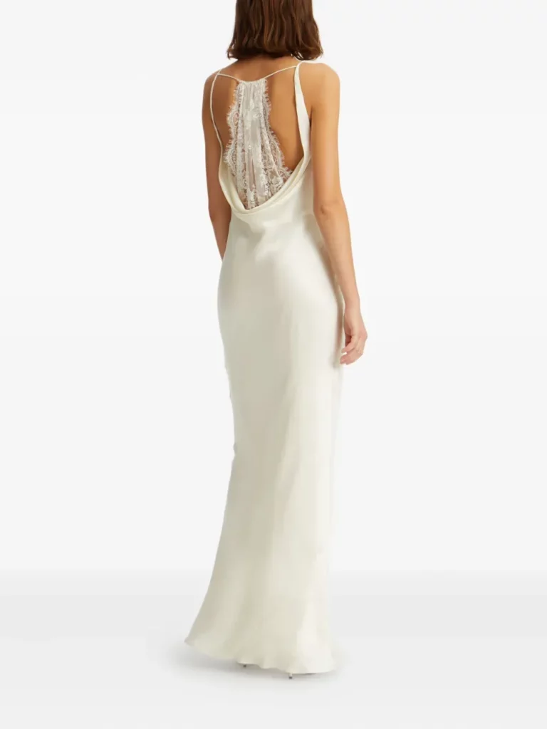 Cowl-neck Lace-back Gown Full Size Image 6
