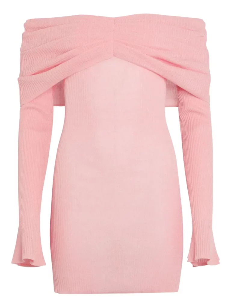 Xen Off-shoulder Ribbed Knit Mini Dress Full Size Image 3