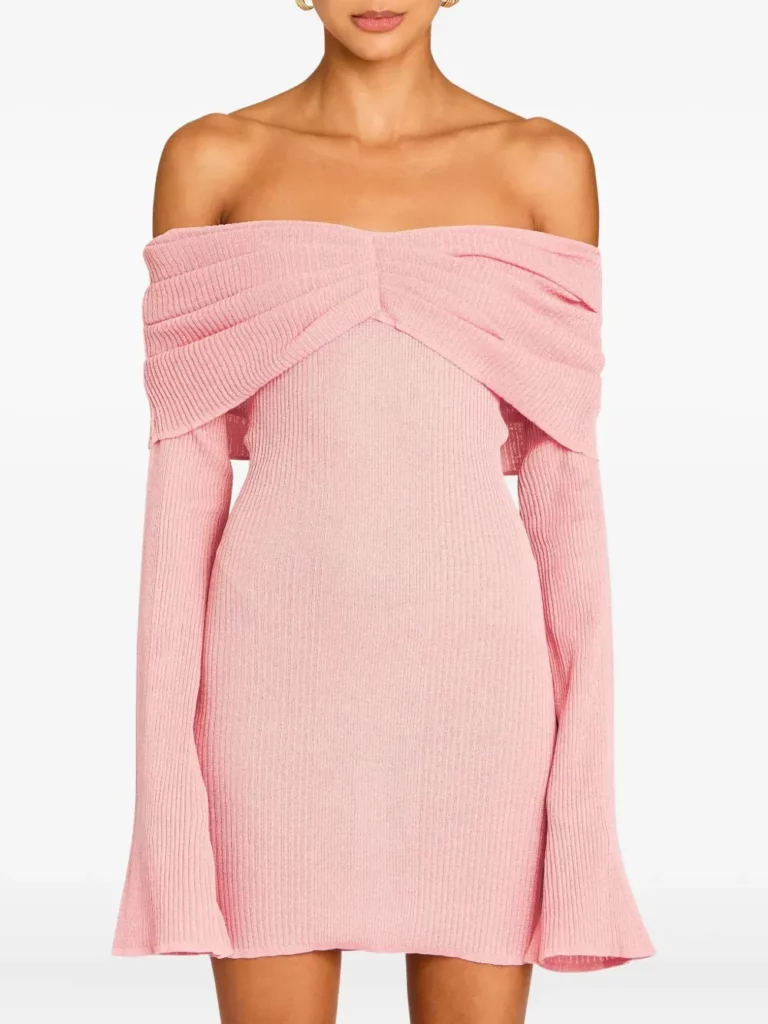 Xen Off-shoulder Ribbed Knit Mini Dress Full Size Image 4