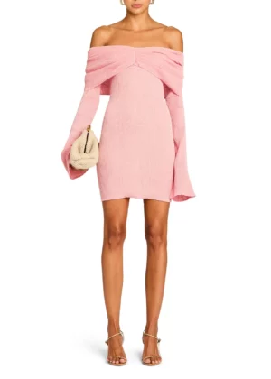 SER.O.YA Xen Off-shoulder Ribbed Knit Mini Dress