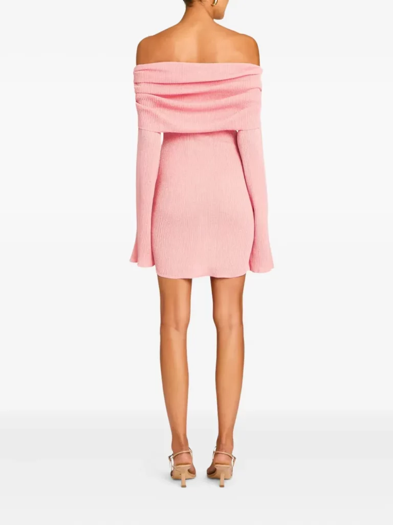 Xen Off-shoulder Ribbed Knit Mini Dress Full Size Image 2