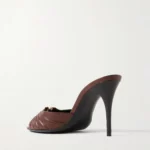 Babylone Embellished Pleated Leather Mules Thumbnail 4
