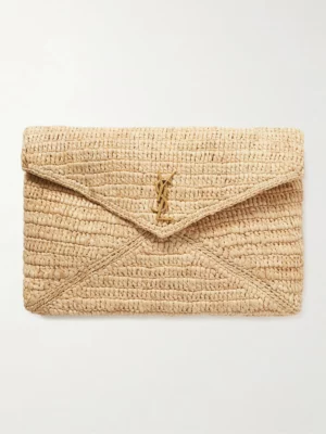 SAINT LAURENT Cassandre Raffia Clutch