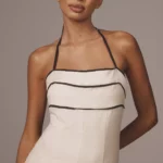 Billie Linen Blend Halter A-Line Midi Dress Thumbnail 2