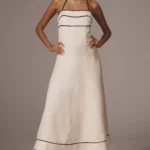Billie Linen Blend Halter A-Line Midi Dress Thumbnail 1