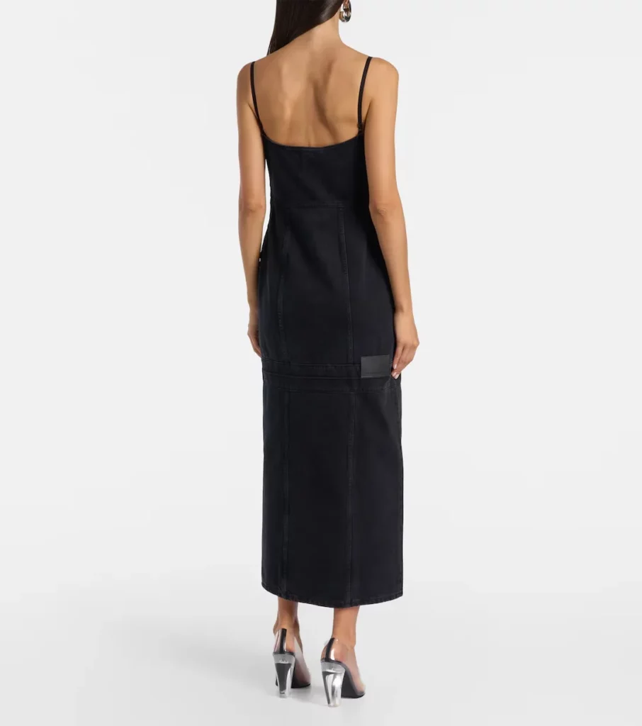Lace-trimmed Denim Maxi Dress Full Size Image 4