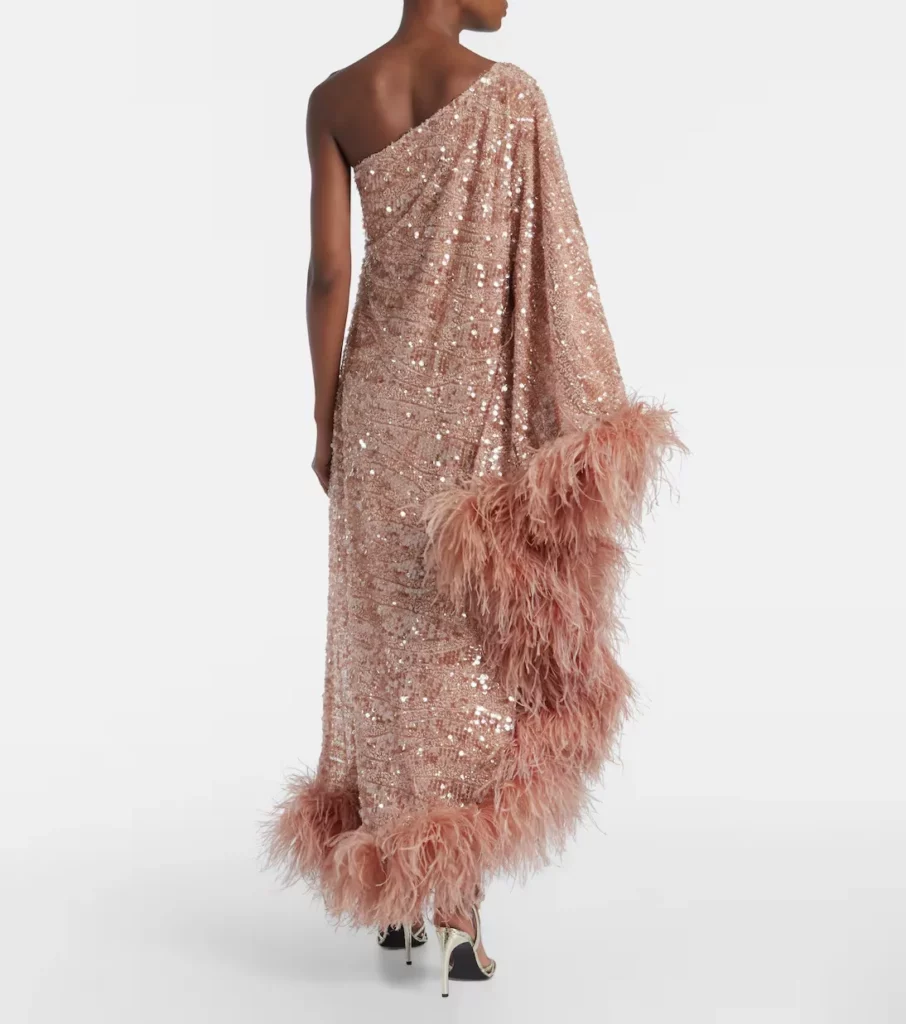 Ubud Feather-trimmed Sequined Gown Full Size Image 4