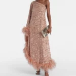 Ubud Feather-trimmed Sequined Gown Thumbnail 1
