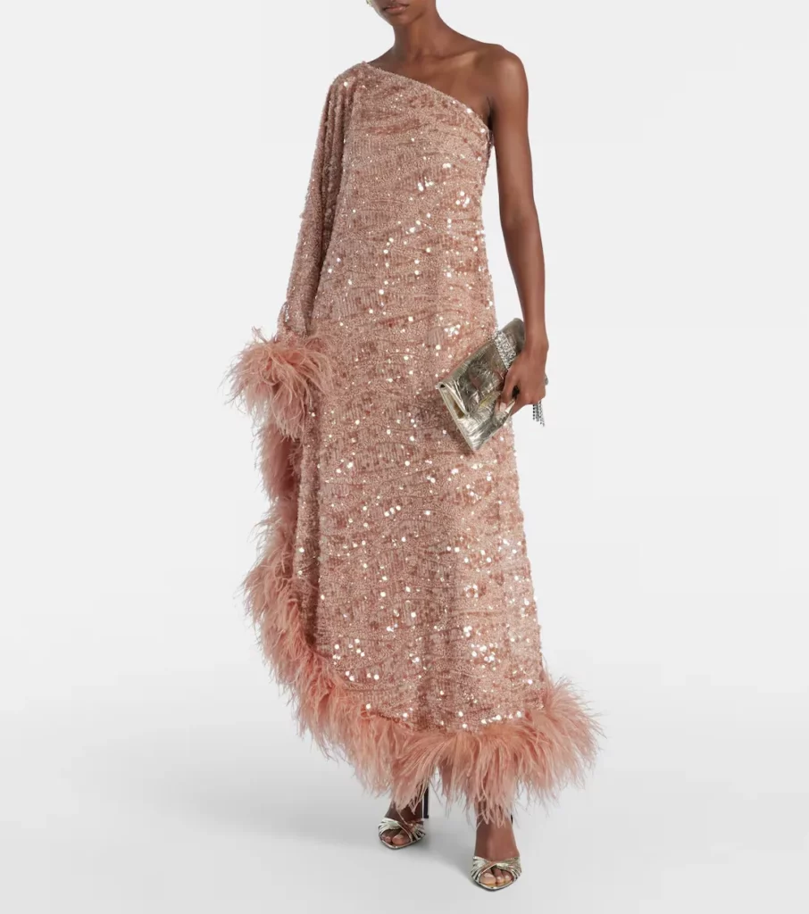 Ubud Feather-trimmed Sequined Gown Full Size Image 1