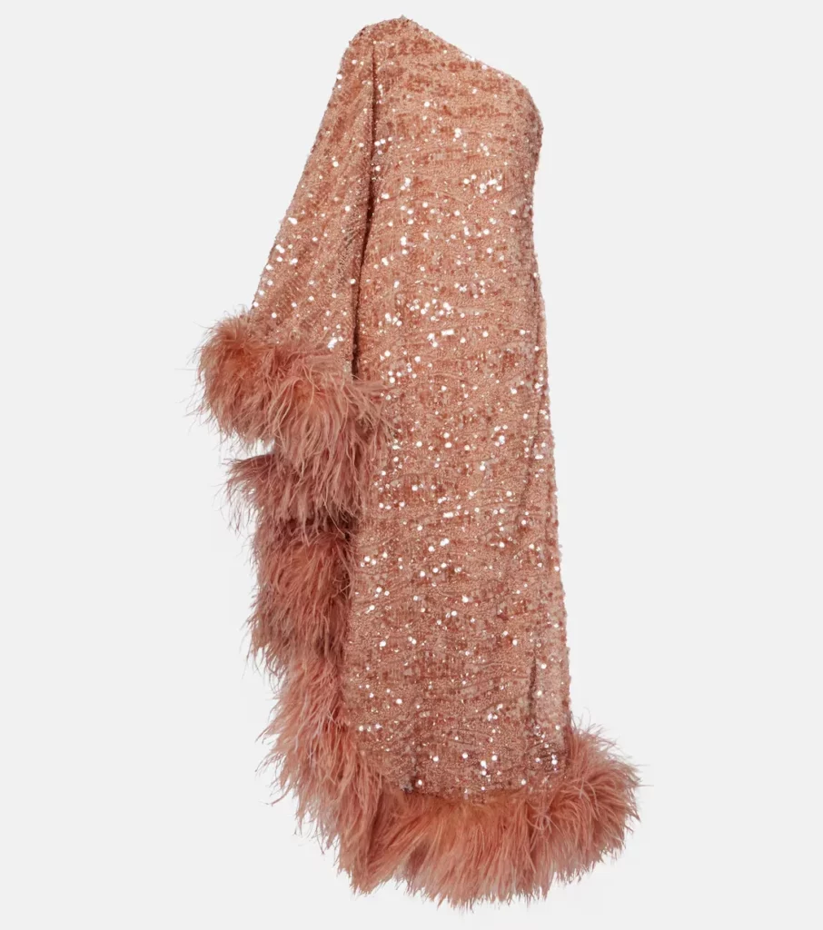 Ubud Feather-trimmed Sequined Gown Full Size Image 3