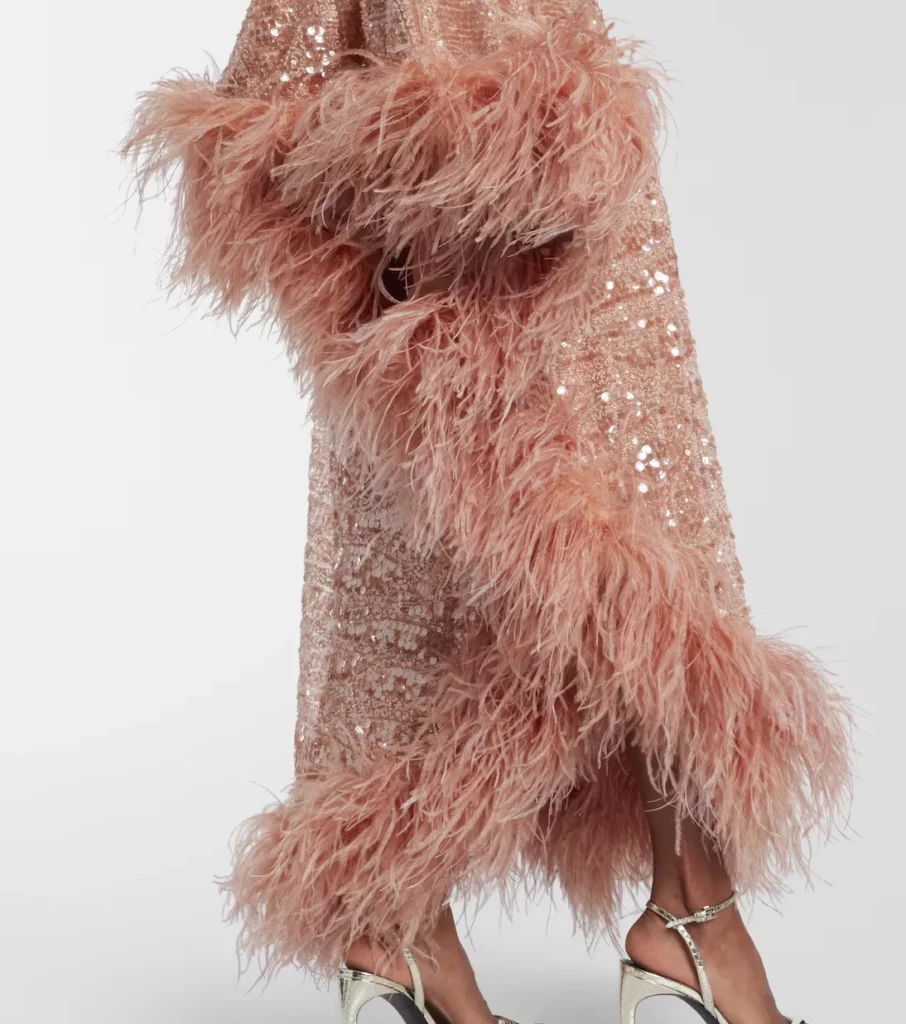 Ubud Feather-trimmed Sequined Gown Full Size Image 2
