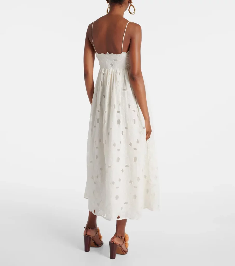 Marina Floral Cotton Organdy Midi Dress Full Size Image 3