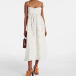Marina Floral Cotton Organdy Midi Dress Thumbnail 1