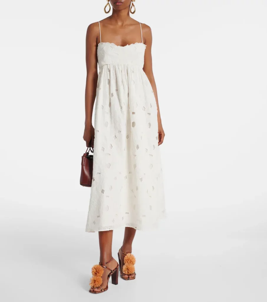 Marina Floral Cotton Organdy Midi Dress Full Size Image 1