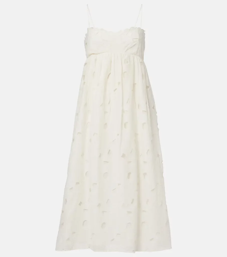 Marina Floral Cotton Organdy Midi Dress Full Size Image 2