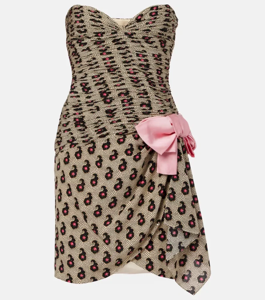 Bow-detail Silk Minidress Full Size Image 4