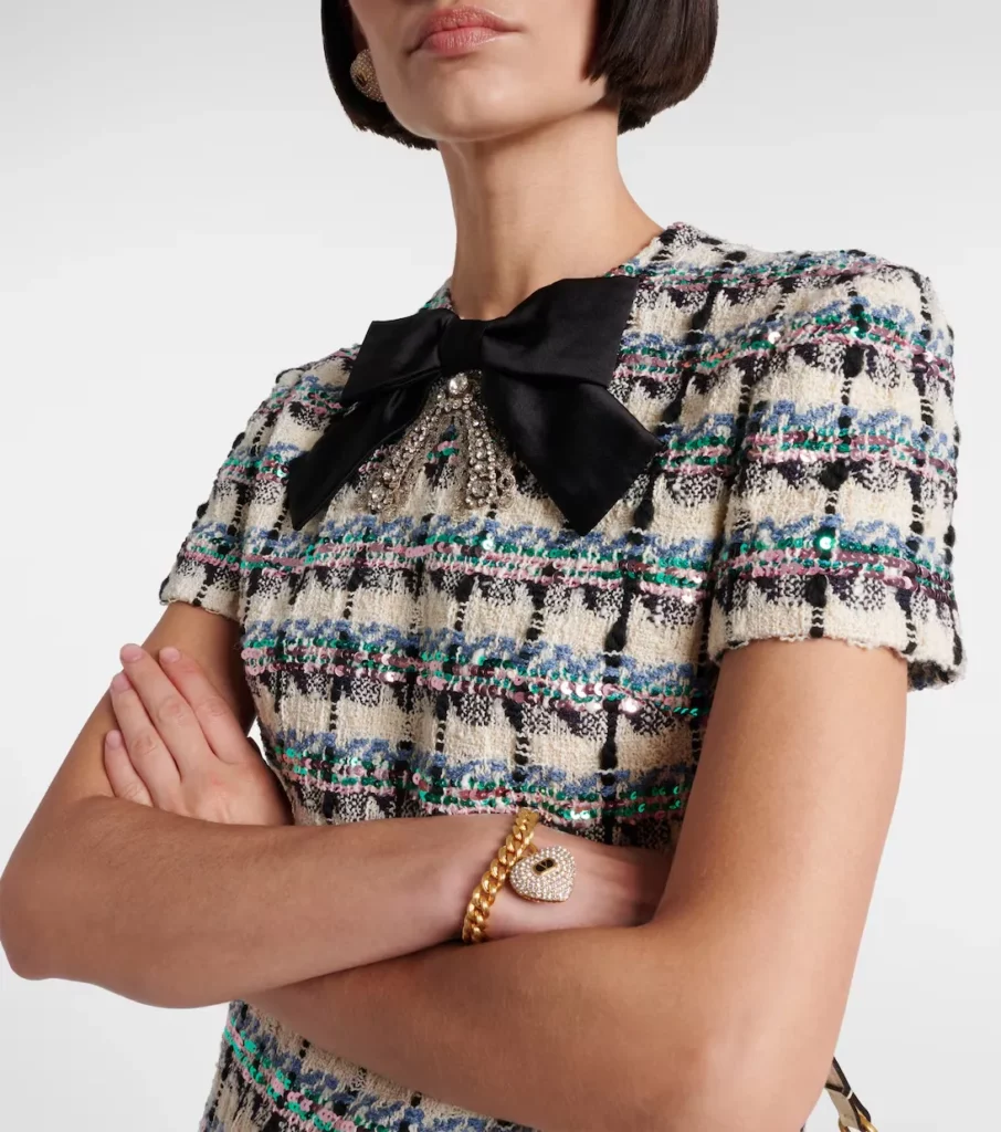 Embellished Checked Tweed Minidress Full Size Image 3
