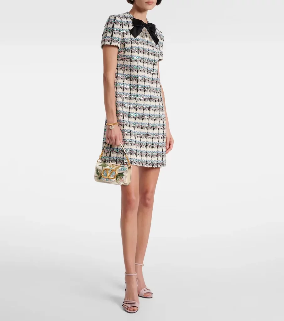 Embellished Checked Tweed Minidress Full Size Image 1