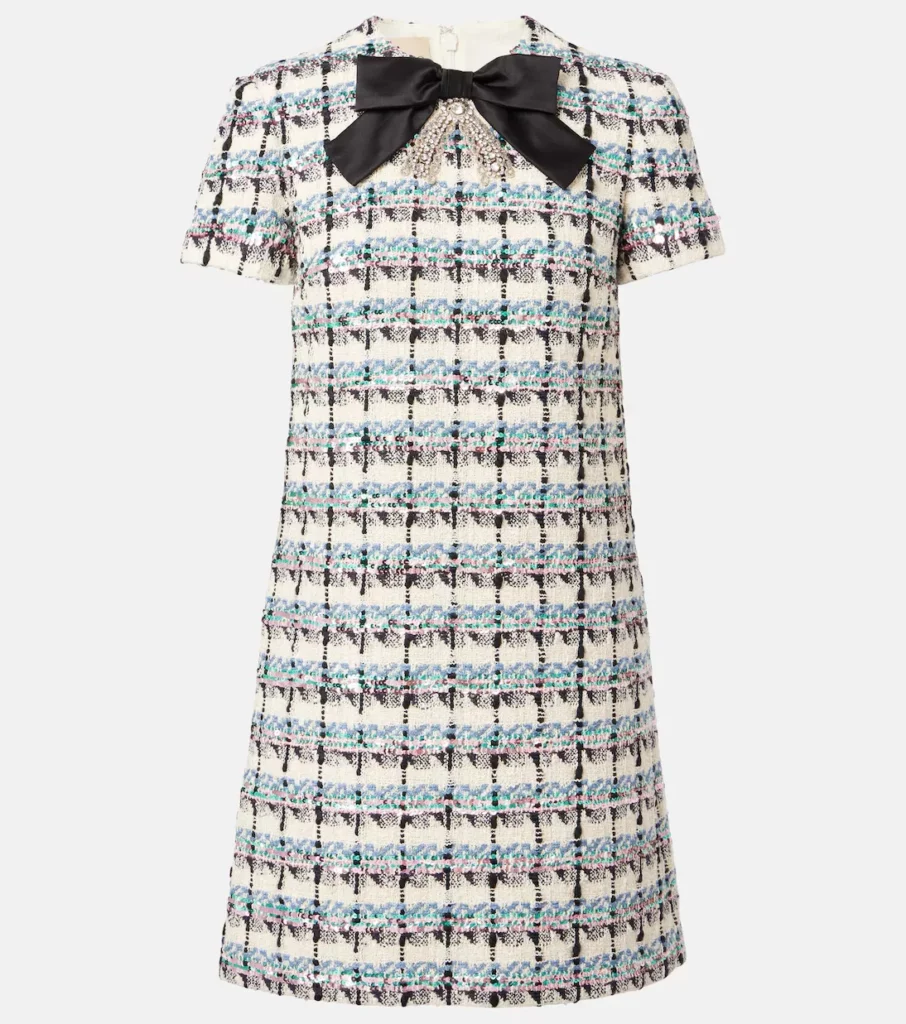Embellished Checked Tweed Minidress Full Size Image 5