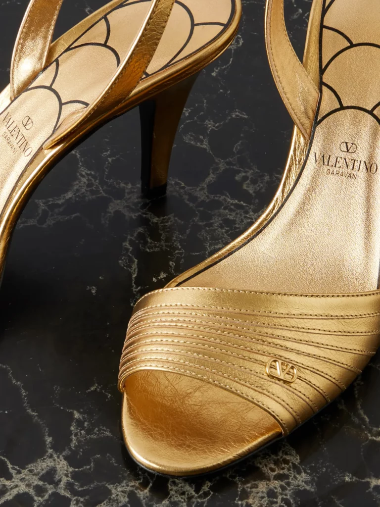 Ladycrush 85 Embellished Metallic Leather Sandals Full Size Image 4