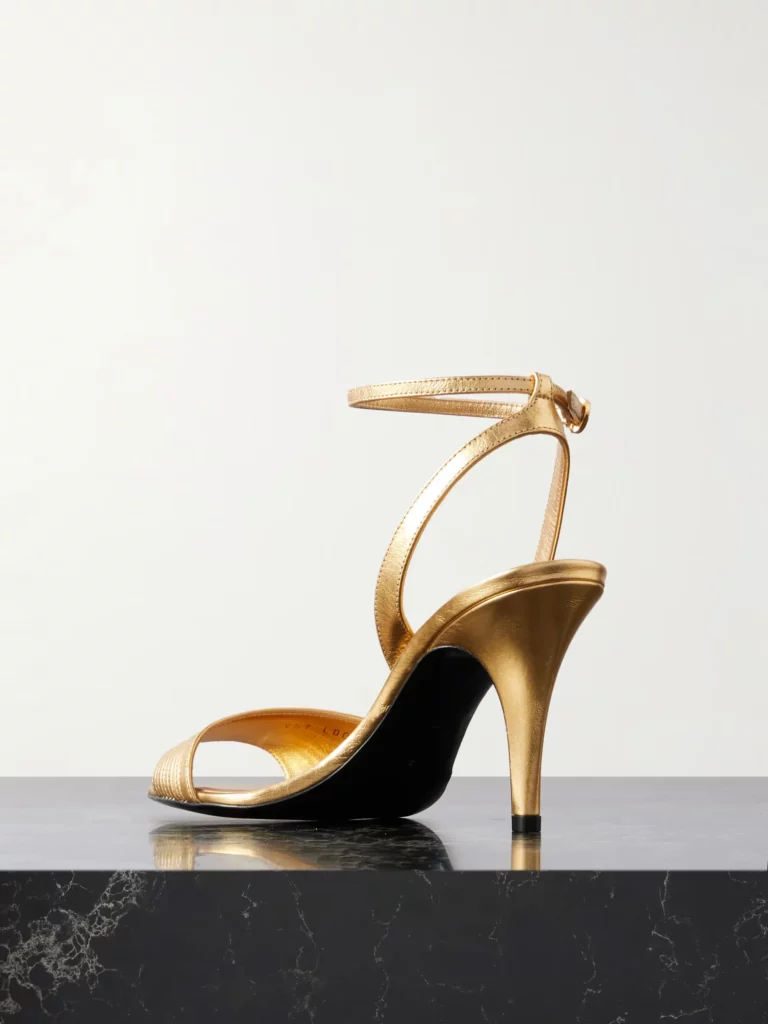 Ladycrush 85 Embellished Metallic Leather Sandals Full Size Image 2