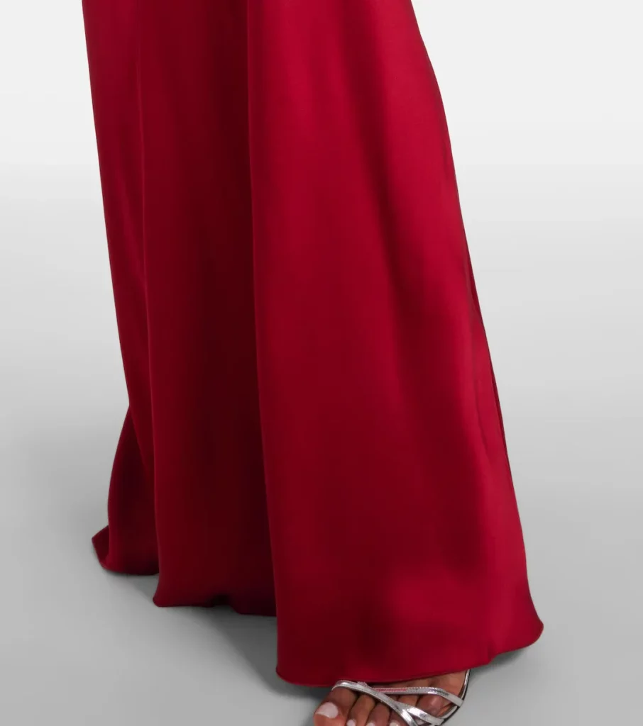 Caped Gathered Crepe Satin Gown Full Size Image 6