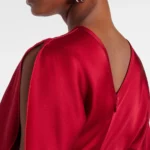 Caped Gathered Crepe Satin Gown Thumbnail 2