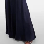 Caped Gathered Crepe Satin Gown Thumbnail 2