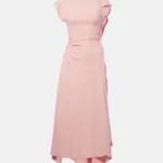 Draped Gathered Midi Dress Thumbnail 4