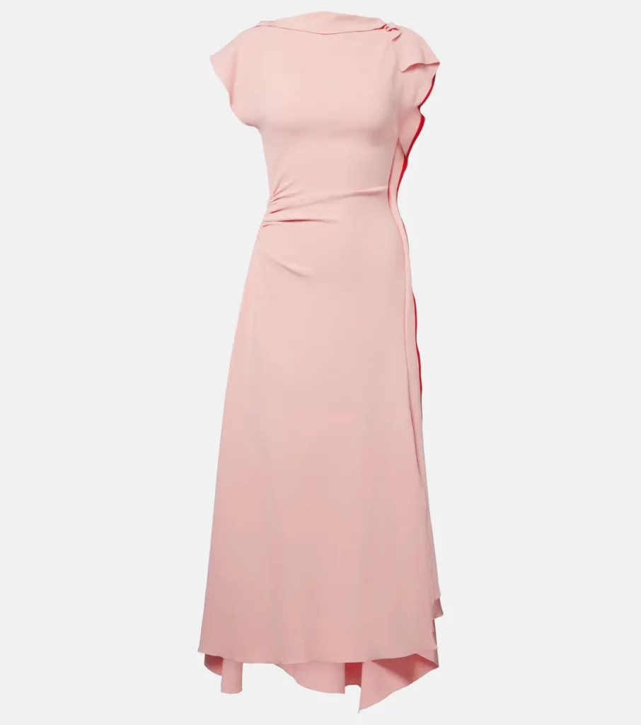 Draped Gathered Midi Dress Full Size Image 4