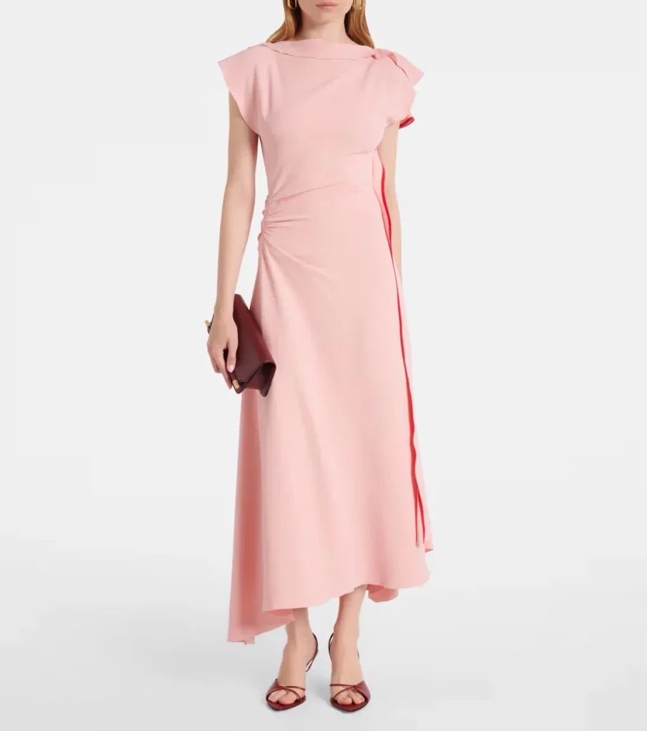 Draped Gathered Midi Dress Full Size Image 1