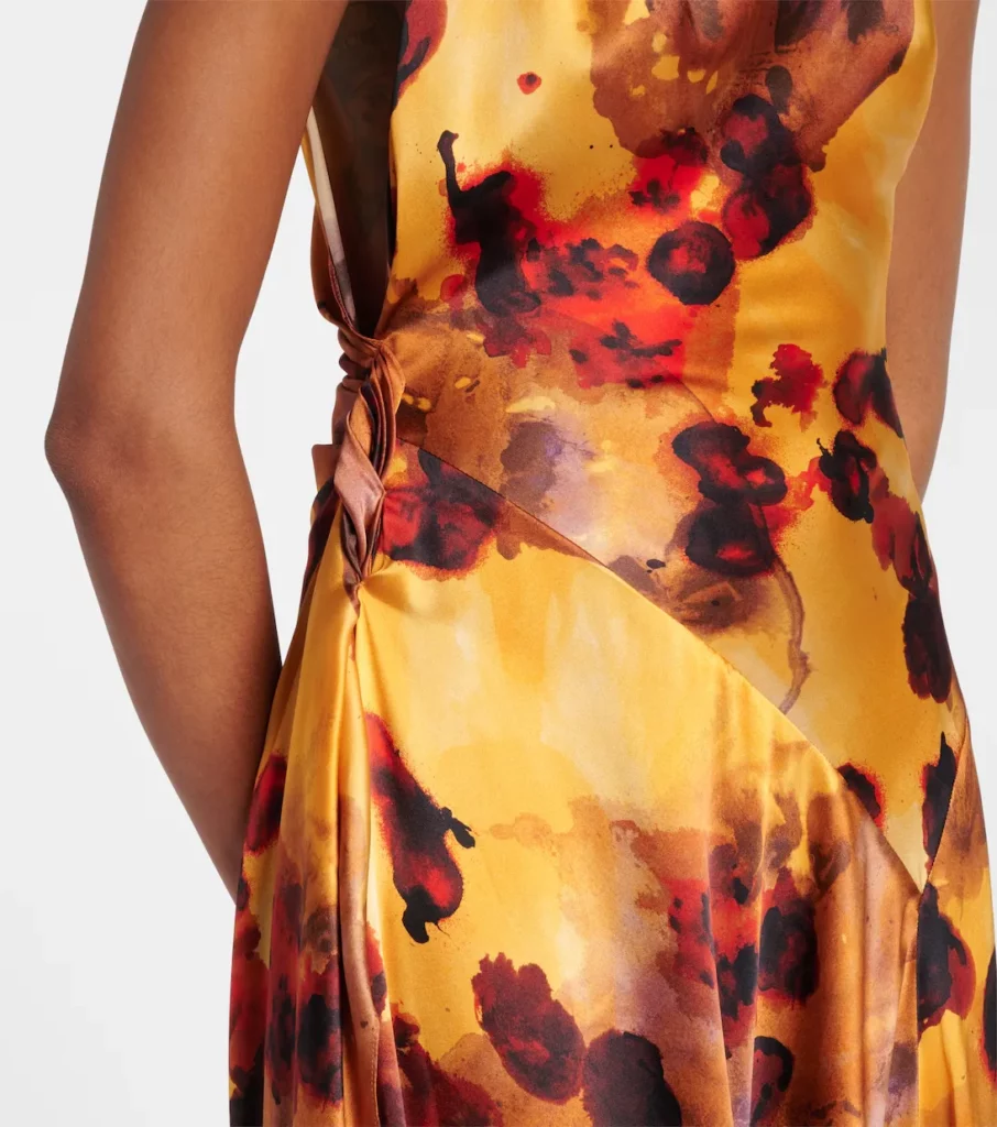 Gathered Lace-trimmed Silk Satin Gown Full Size Image 6