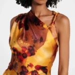 Gathered Lace-trimmed Silk Satin Gown Thumbnail 5