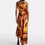 Gathered Lace-trimmed Silk Satin Gown Thumbnail 4