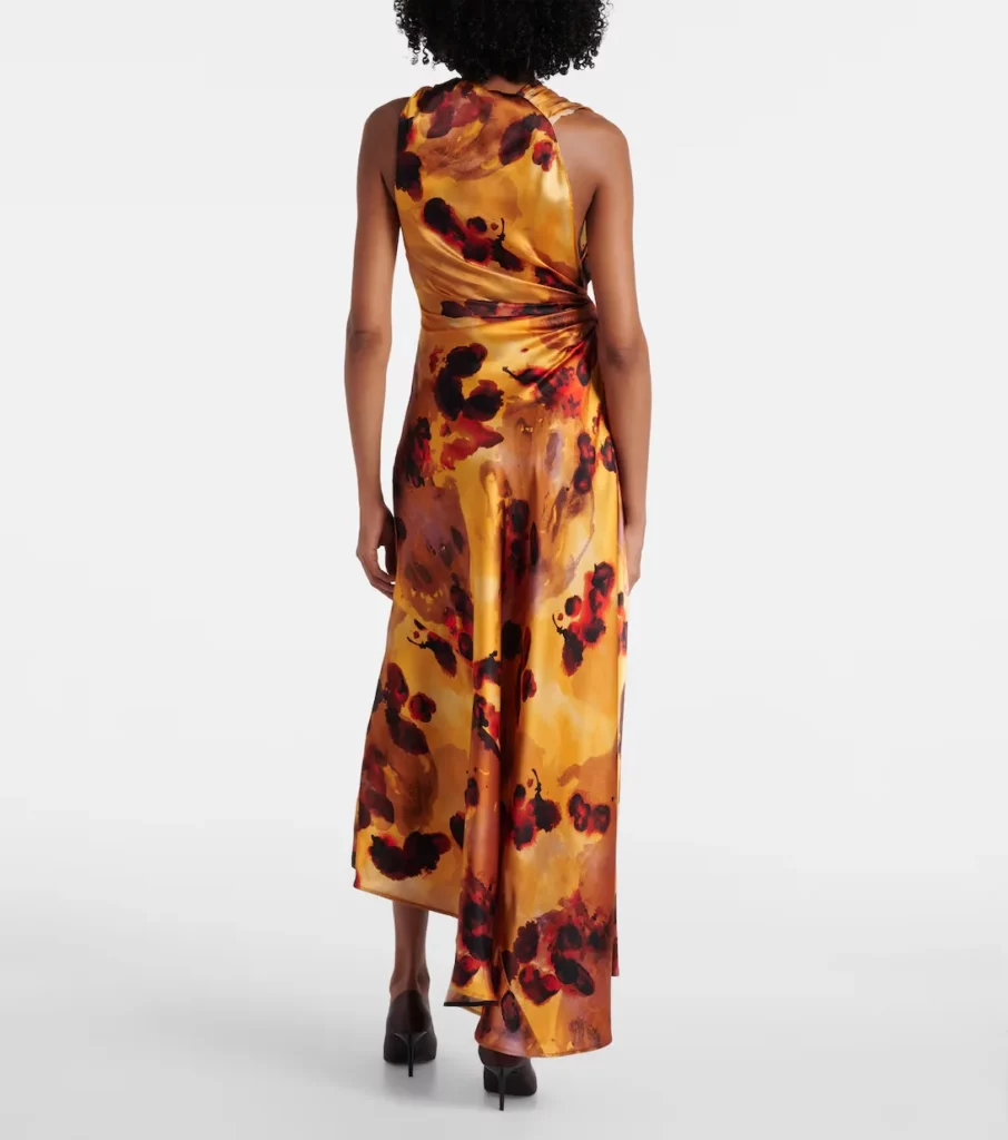 Gathered Lace-trimmed Silk Satin Gown Full Size Image 4
