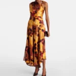 Gathered Lace-trimmed Silk Satin Gown Thumbnail 1