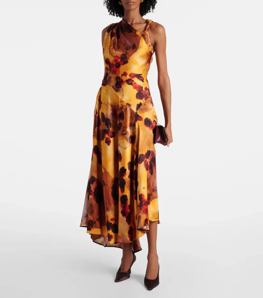 Gathered Lace-trimmed Silk Satin Gown Full Size Image 1