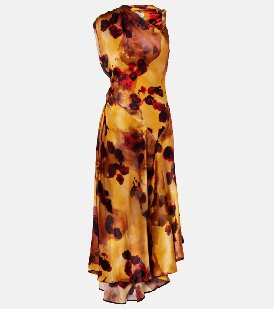 Gathered Lace-trimmed Silk Satin Gown Full Size Image 3