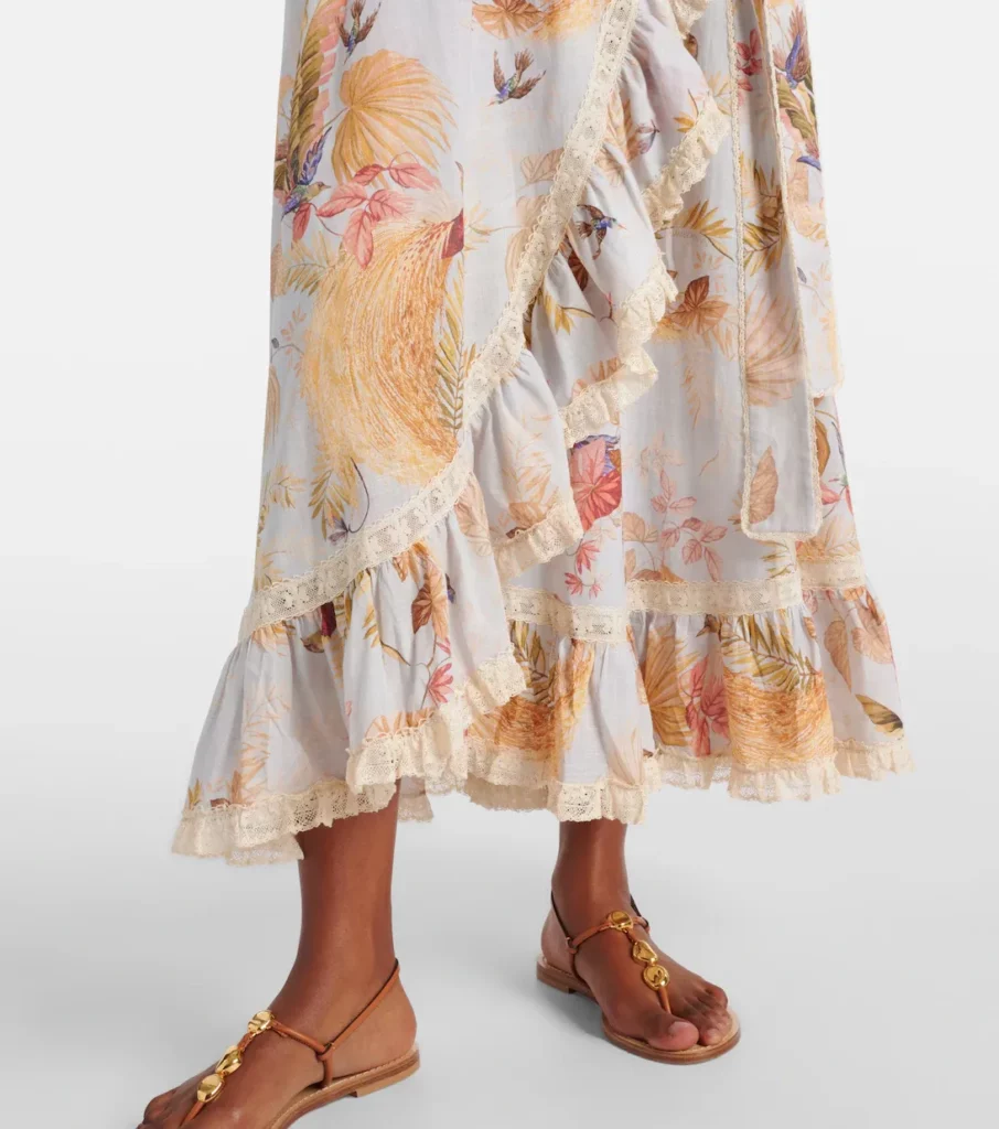 Ascension Floral Ruffled Cotton Midi Dress Full Size Image 6