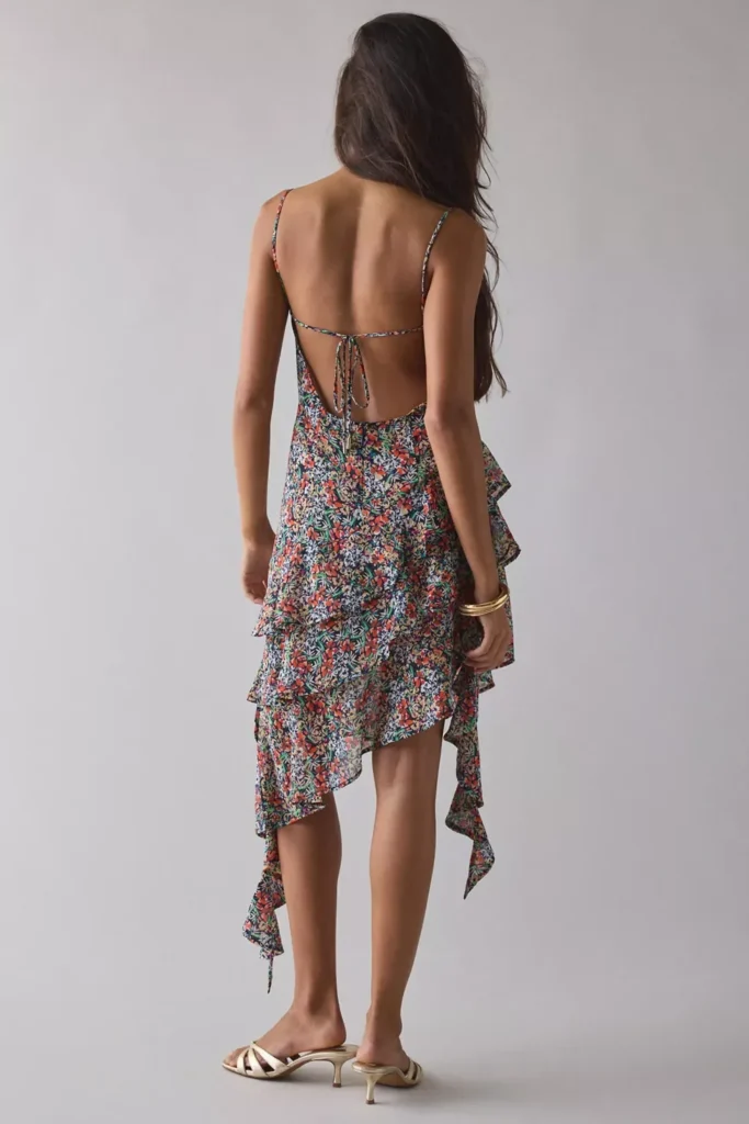 Ashmont Tiered Cascading Ruffle Slip Midi Dress Full Size Image 2