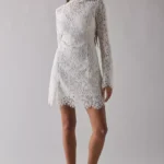 Milana Gardenia Lace Boatneck Bell Sleeve Mini Dress Thumbnail 1