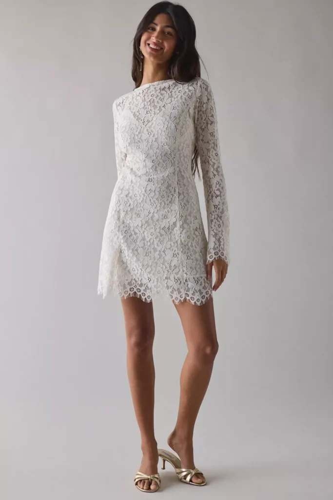 Milana Gardenia Lace Boatneck Bell Sleeve Mini Dress Full Size Image 1