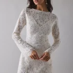 Milana Gardenia Lace Boatneck Bell Sleeve Mini Dress Thumbnail 4