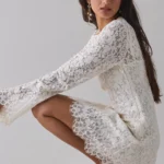Milana Gardenia Lace Boatneck Bell Sleeve Mini Dress Thumbnail 5